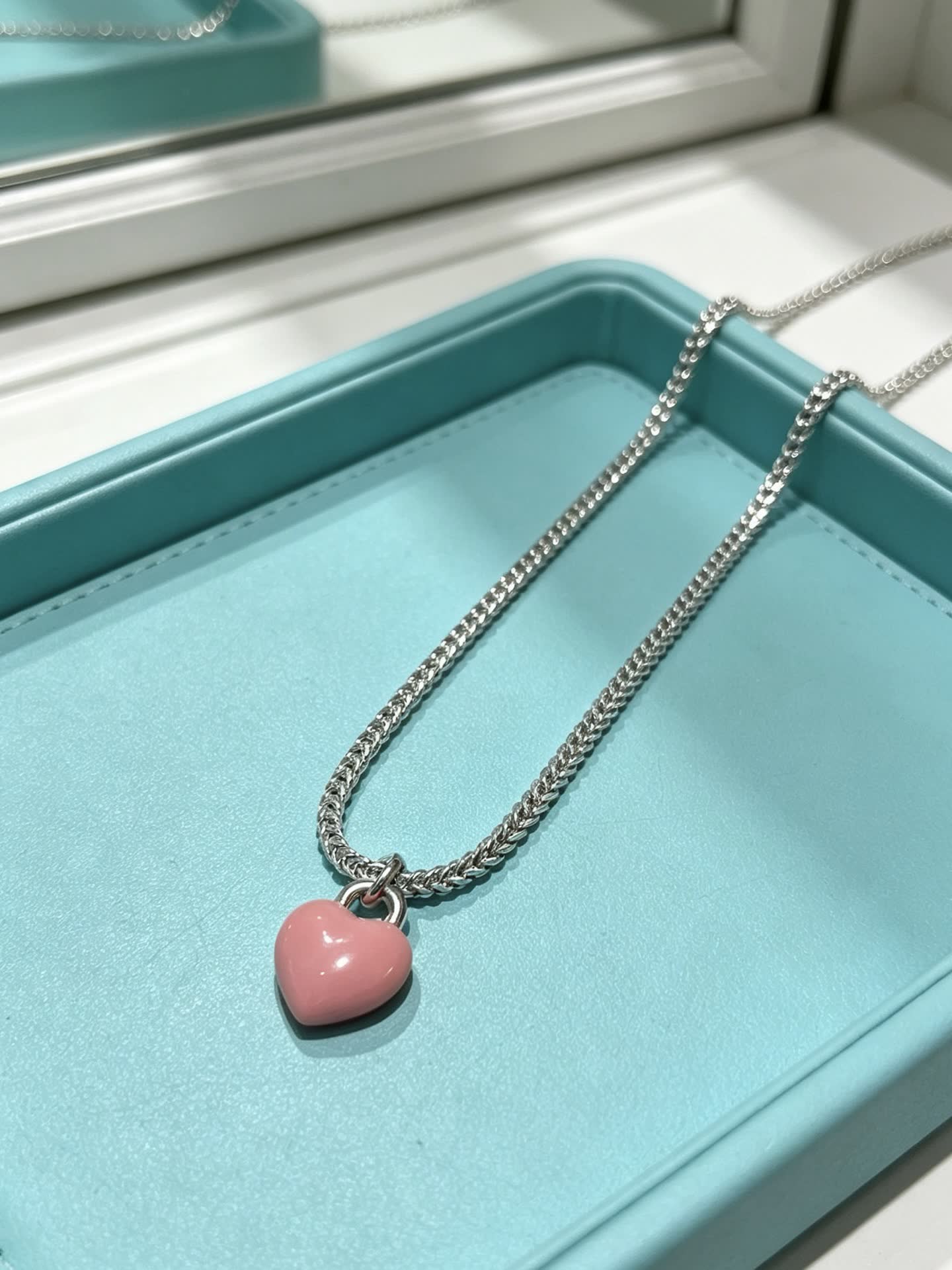 Tiffany & Co. Pink Heart Pendant Necklace